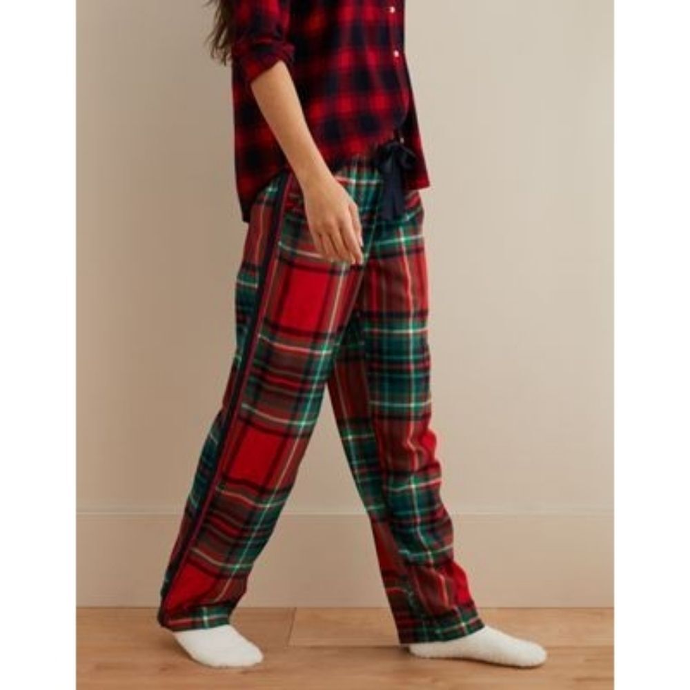Aerie Plaid Flannel Lounge Pants - Red Teal Blue - Size Medium Womens - Pajamas